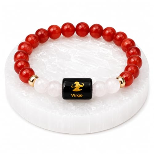 Image of Zodiac Crystal Bracelet with Raw Selenite Plate for Men & Women | Aries, Taurus, Gemini, Cancer, Leo, Virgo, Libra, Scorpio, Sagittarius, Capricorn, Aquarius & Pisces Rashi Bracelet | Astrology Healing Crystal Gift