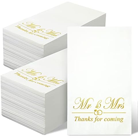 100 Stück Hochzeit Servietten für Empfang Einweg Brautdusche Servietten Goldfolie Hochzeit Dekorationen für Hochzeit Dusche Verlobung Party Dekorationen Cocktail Getränke Dessert Cover