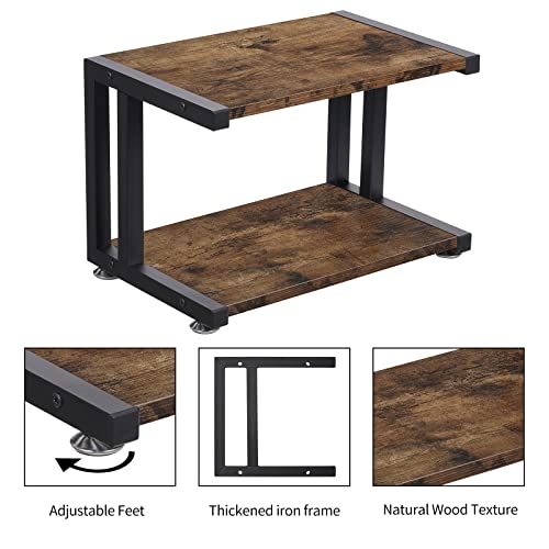 Giikin Printer Stand With 2 Tier Storage Shelves, Home/Office Desktop Stand With Adjustable Anti-Skid Feet, Multi-Purpose Desk Organizer Shelf For Fax Machine, Scanner, Office Supplies (Rustic Brown) #TOP3