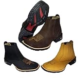 Bota Botina Texana Country Feminina e Masculina Modativa Couro Cano Médio (40, Marrom)