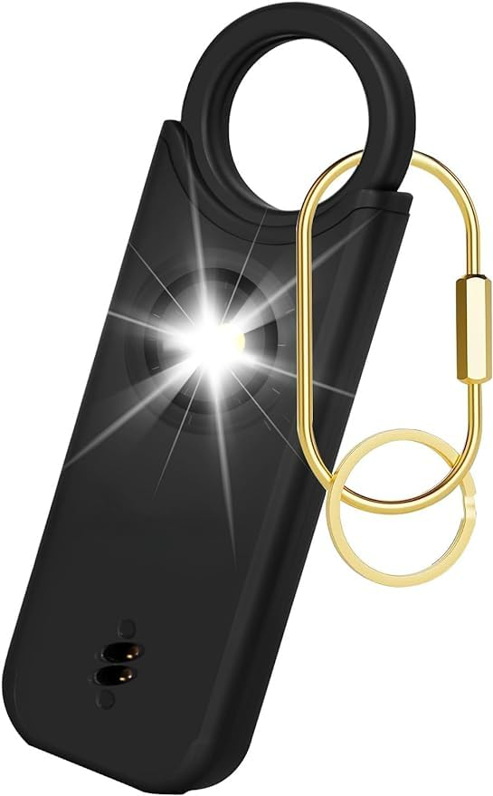 Rechargeable Personal Safety Alarm for Women, 135 dB Loud Self Defense Keychain Siren with LED Strobe Light,Key Chain Alarms for Women Kids Elderly (Black)
