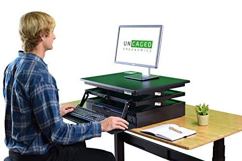 Electric Changedesk Tall Powered Standing Desk Converter With Ergonomic Keyboard Tray For Laptops Single Heavy Monitors Motorized Adjustable Height Sit Stand Desktop Computer Desktop Riser Black #TOP2