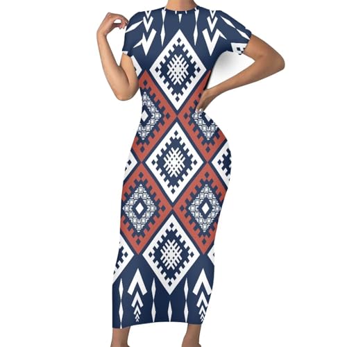 blue and white aztec dress Floral Cove Dress