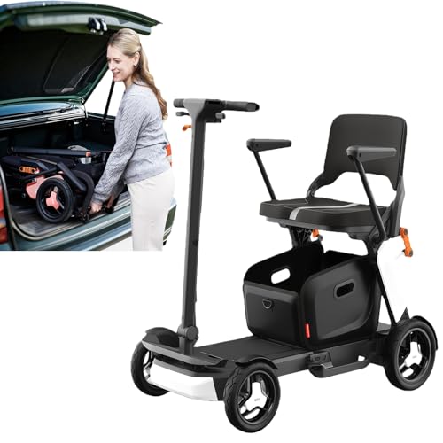 Movilidad Eléctrica Scooters De Movilidad para Adultos, Estructura De Aleación De Magnesio Y Aluminio, Control Remoto Mediante Aplicación,para Adultos Mayores Y Discapacitados. White,20A