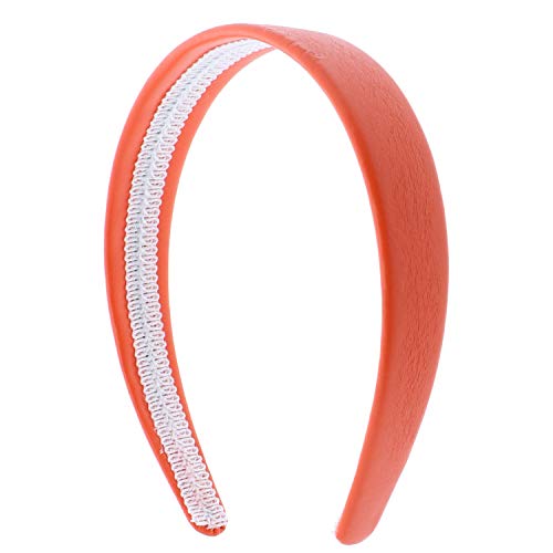 Motique Accessories Orange 1 Inch Wide Leather Like Headband Solid Hair band for Women and Girls
