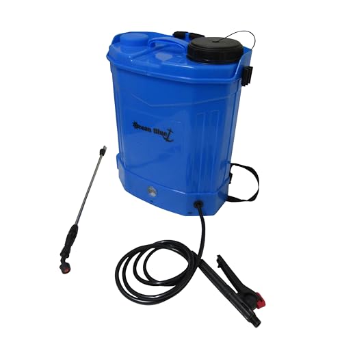Blue Electric Garden Sprayer Knapsack 16L (12V Battery Powered Backpack Fertiliser Weed Killer)
