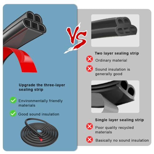 Image of STHIRA 52.5Ft Car Door Seal Strip Weather Stripping Car Rubber Seal Cuttable Door Edge Weather Strip Automotive Soundproof Door Trim Seal Universal Door Edge Rubber Trim for SUV, Van, Pickup Trunks