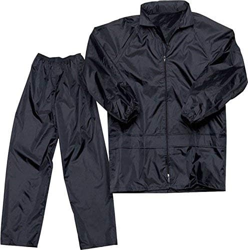 Men's Bike/Scooter Water Proof Plain Unisex Rainsuit with Bag (Black, Large)