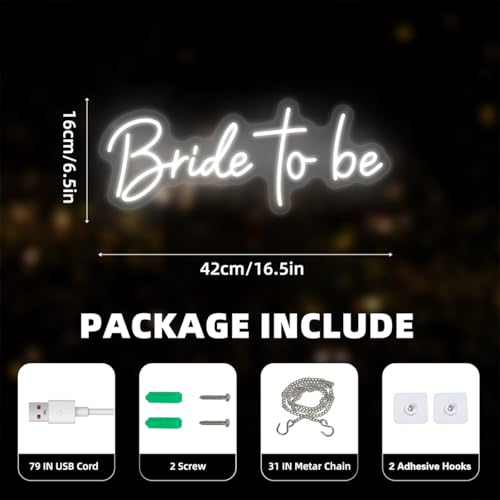 Image of Bride to be Neon Sign for Bride Bridal Shower Decor 16.5 x 6.5 inch