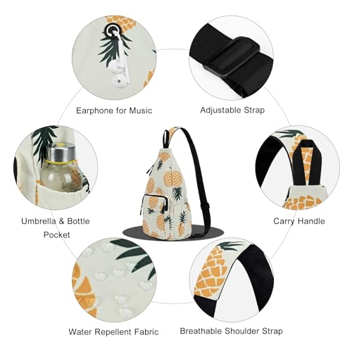 Duryarhall Sling Bag for Women Convertible Chest Bag from Left to Right, Water Repellent Crossbody Gym Backpack, Anit Theft, Pineapple - image 4