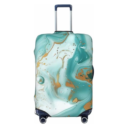 Teal Gold Marble Luggage Cover Washable Elastic Suitcase Cover Anti-Scratch Travel Luggage Protector Covers for Kids Adult M fits 22-24 inch Suitcase