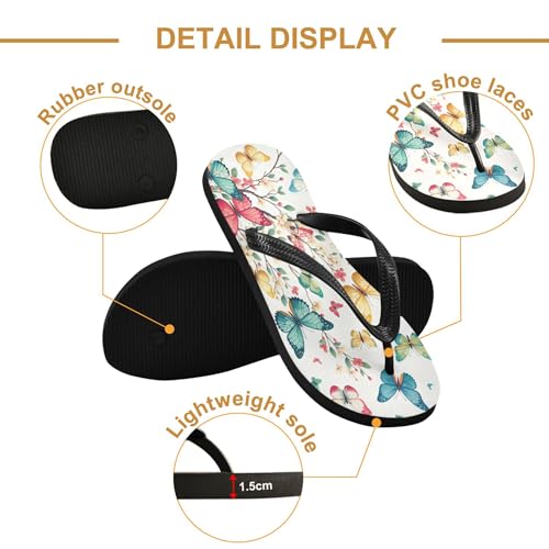 Burbuja Butterflies on Tree Flip Flops for Women Men, Soft Thong Sandals Rubber Slippers for Pool Beach Essentials3