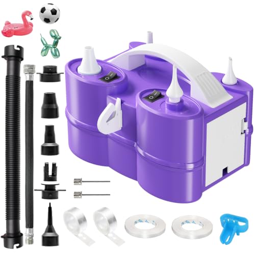 Image of Togvu Electric Balloon Pump, 3-in-1 Portable Air Pump for Inflatables and Balloons, Dual Nozzle Balloon Blower Machine for Latex 260q Foil Balloons 110V Inflator Deflator for Pool Floats Air Mattress