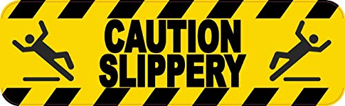 10 in x 3 in caution Slippery vinyl Business Decal...