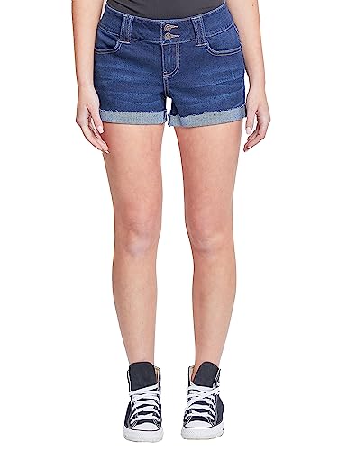 YMI Women's Low-Rise 2-Button Denim Shorts with Flap Back