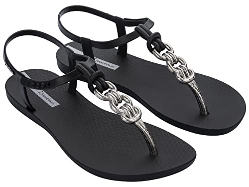 Ipanema Women's Connect Sandal - Comfortable, Stylish & Versatile Summer Footwear, Black And Silver, Size 6 #TOP1