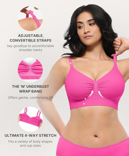 Image of SHAPELLX Wireless Bra Adjustable Straps Comfy Bra Lounging Everyday Bras | Wire-free, light support, unpadded, second-skin comfort, 4-row hook, seamless, back smoothing, for lounge sleep daily wear