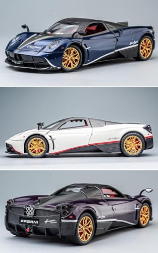 Image of Model Car Exclusive Alloy Metal Pull Back Die-cast Car Metal Pullback Toy car with Openable Doors & Light Music Best Gifts Toys Kids (1:18 Scale Pagani Huayra Super - White)