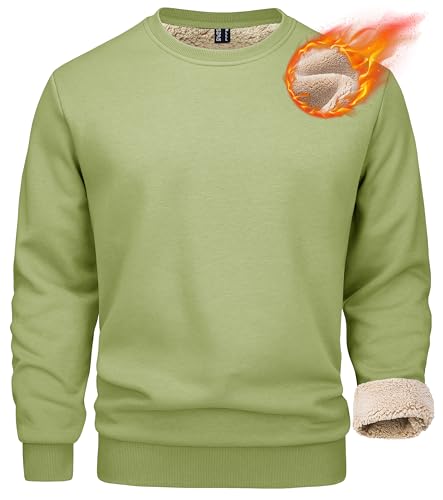MAGCOMSEN Men's Sherpa Lined Sweatshirts Fleece Pullover Basic Tops Warm Crewneck Winter Sweatshirt