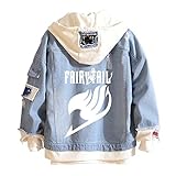 Fairytail Jeans Jacket Anime Lucy Heartfilia Cosplay Denim Jacket Hoodie Casual Fashion Ripped Novelty Coat For Unisex (L, blue-7)