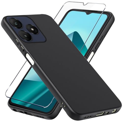 LYJERRY Coque avec Verre Trempé pour WIKO T20 - Étui Noir Souple, Housse Pochette Silicone Gel...