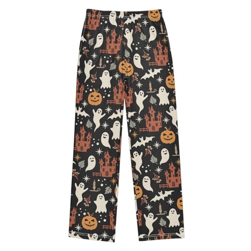 Ghost Bat Castle Boys Long Pants Soft Trousers Elastic Waist Kids Lounge Bottoms with Pockets S-XL