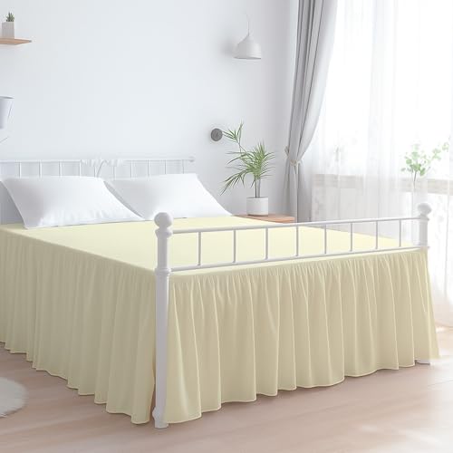 Premium Microfiber Twin Ruffled Bed Skirt, 12” Drop with Split Corners, Soft Wrinkle Free Bedskirt with Platform, Solid Ivory Dust Ruffle for 39" x 75" Mattress