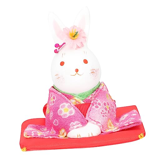 HOOTNEE 着物 うさぎ 桜 花 装飾 和風 装飾 家庭用 ミニ 置物 テーブル トレイ 飾り まねき 猫 新しい 年 車 ウサギ 彫像 ミニチュア ウサギ 置物 うさぎ 装飾