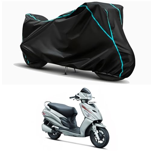 Image of Waterproof Bike Body Cover Compatible for | Hero Maestro Edge 125cc | Taffeta Fabric, Sky Piping Design, Bottom Elastic Fit | Dustproof, Sun UV & Rain Protection for All Weather.