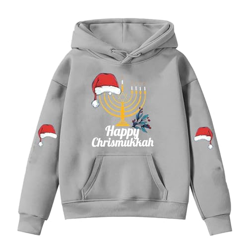 Sweat à capuche Hanukkah garçon imprimé Menorah pull hiver chaud