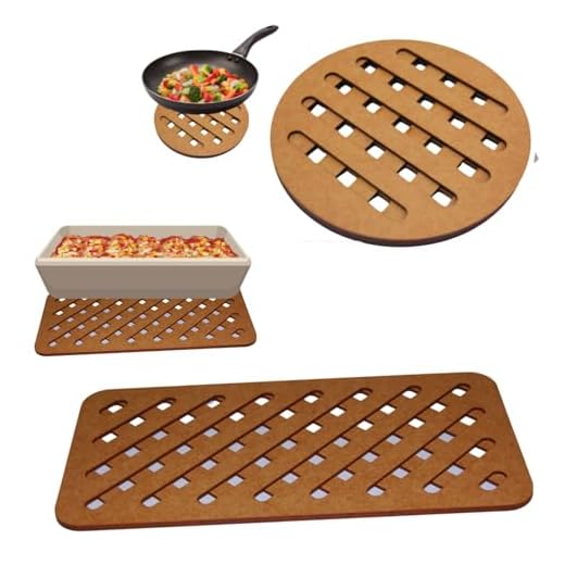Kit com 8 Descansos de panela e 4 Suporte de travessas para Apoio De Mesa, Cozinha, Decoração, Design minimalista MDF