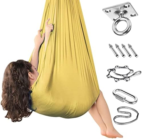 Sensory Therapy Swing for Kids - Indoor Outdoor 360° Rotating Yoga Swing Hammock Elastic Cuddle Therapy Swings Chair Funny Gifts for Boys Girls with Autism ADHD SPD Asperger's Sensory Integration