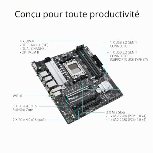 ASUS PRIME B650M A WIFI AMD B650 Emplacement AM5 micro ATX Neuf - vue 9