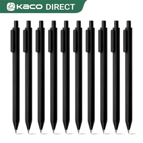 Kaco 10 canetas esferográficas puras, tinta preta, ponta média de 1,0 mm, pacote com 10 canetas retr