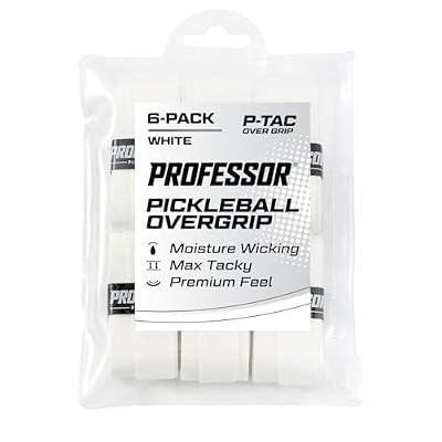 Professor P-Tac Pickleball Paddle Overgrip Max Tacky, Moisture-Wicking Grip Tape for Pickleball Paddles in 6 & 12 Packs, Anti-Slip & Durable Overgrip for Control & Enhanced Performance