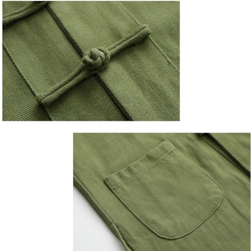 Pure Cotton Tai Chi Uniform Kung Fu Jacket Chinese Traditional Tang Suit Men Martial Art Jacket green-4XL2