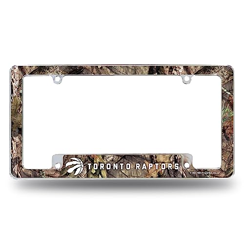 Rico Industries NBA Toronto Raptors Mossy Oak 12" x 6" Chrome All Over Automotive License Plate Frame for Car/Truck/SUV