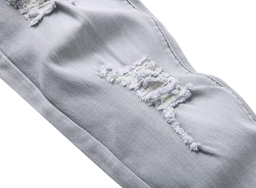 Men's Ripped Jeans,Slim Fit Distressed Straight Leg Fashion Denim Pants3