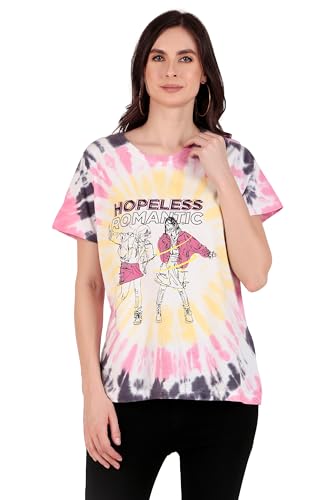 Image of Stories.Label Women 100% Cotton Printed Tshirt in Ribbed Neck Includes Plus Sizes, Regular Fit and Half Sleeves (Sizes Medium -5XL)