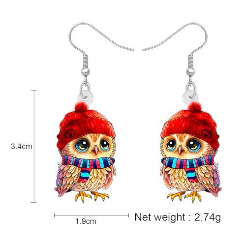 Boucles d'oreilles hibou en acrylique légères pour éviter les douleurs aux lobes - 5