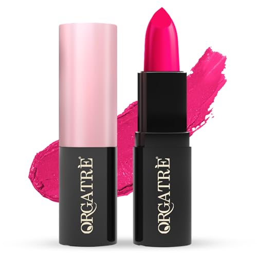 Image of Orgatre MoodBliss Creamy Matte Long Lasting Bullet Lipstick for Women | Intense Colour | Non-Drying | Highly Pigmented Non-Transfer Formula | Enriched with Almond Oil (Peony Pink, 3.2 gm)