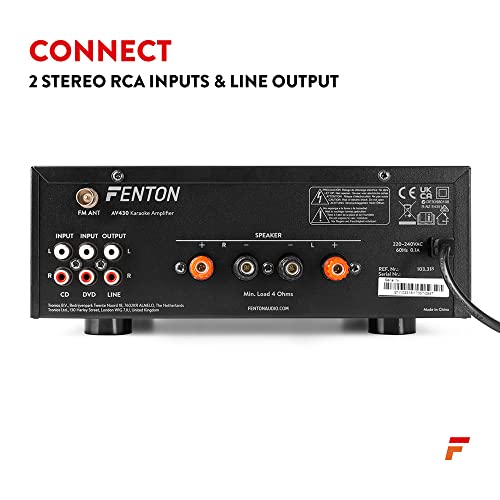 Fenton AV430B Home Karaoke System with Dual Wireless Microphones, Vonyx SL6 6" Passive DJ Speakers, Bluetooth Amplifier, Complete Party Audio Bundle, Adults Karaoke Machine Kit - Image 6