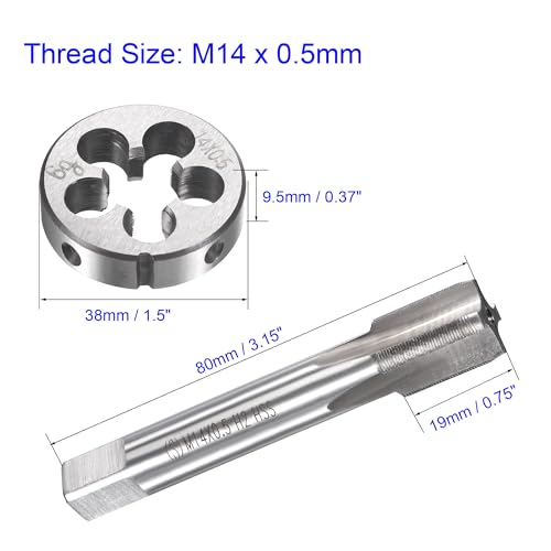 MACHSWON M14 x 0.5mm Metric Tap and Die Set - Machine Thread Screw Tap with Round Threading Die Kit for Thread Repair - Image 3
