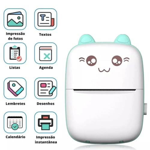 Mini Impressora Térmica Portátil Sem Fio BT 200 DPI (Rosa)