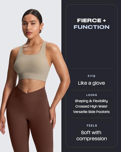 Aoxjox Trinity High Waisted Yoga Pants with Pockets for Women Tummy Control Cross-Waist Buttery Soft Workout Leggings 26"2