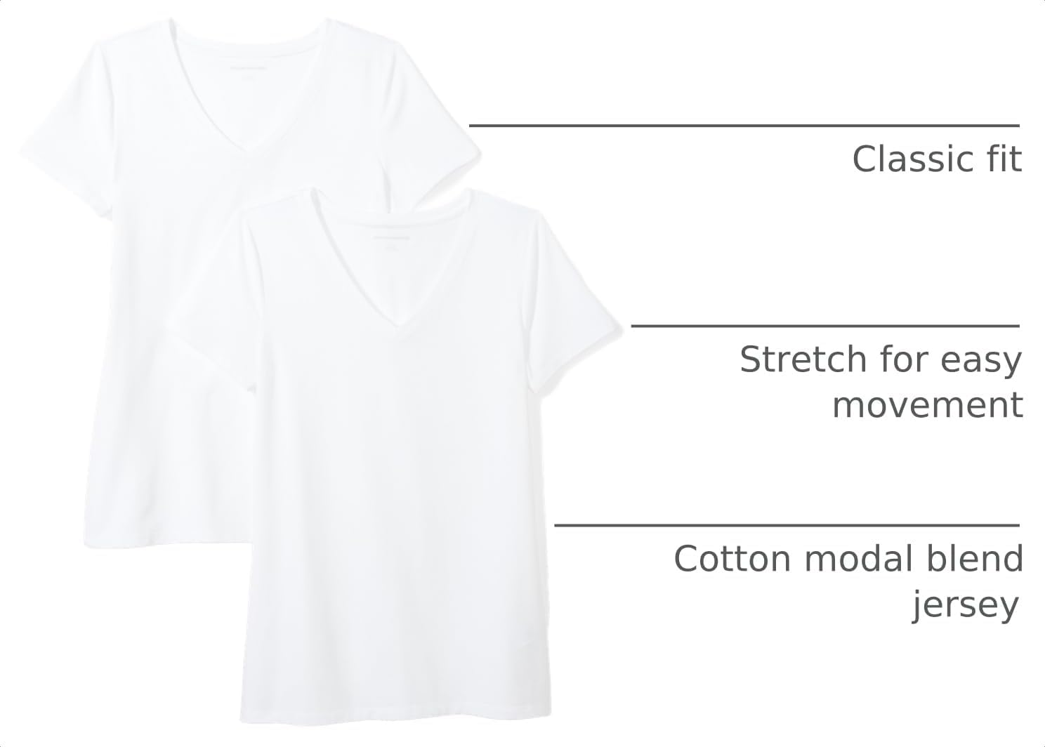 Amazon Essentials Women's Regular-Fit Short-Sleeve V-Neck T-Shirt image 4