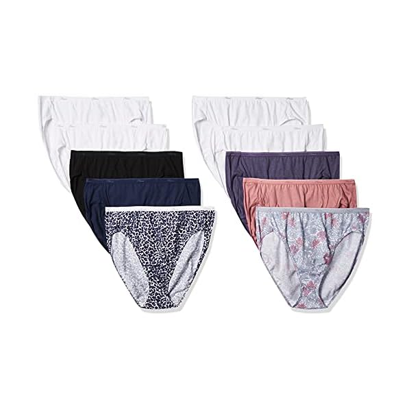 Hanes womens Cotton briefs underwear, 10 Pack - Hi Cut Assorted 1, 6 US