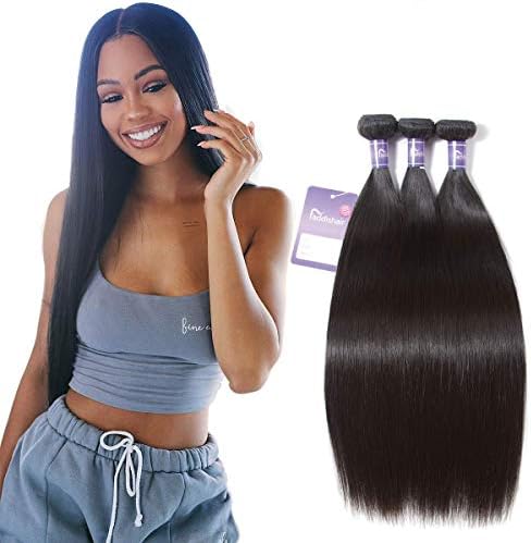 Faddishair Brazilian Straight Hair Bundles Human Hair Bundles 100% Unprocessed Virgin Straight Hair Weave Natural Color Remy Hair Bundles 12 14 16 Inch Total 300g/10.5oz