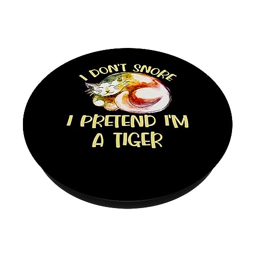 I Don't Snore I Pretend I'm A Tiger Funny Cat PopSockets Swappable PopGrip, Black - Image 2