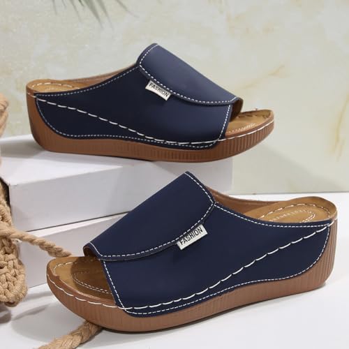 Rungion Womens Wedge Sandals Shoes Orthopedic Comfortable Summer Beach Dressy Slipper with Arch Support Casual Platform Slides2
